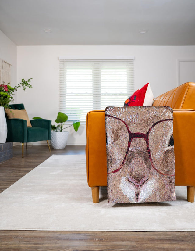 Brown 4' 6 x 6' Throw Blanket Rectangle Area Rug 100% Cotton Washable Cozy Soft Warm Room Decor Accent Made In USA