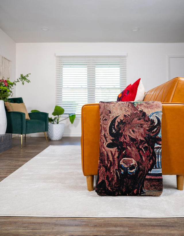 Multicolor 4' 6 x 6' Throw Blanket Rectangle Area Rug 100% Cotton Washable Cozy Soft Warm Room Decor Accent Made In USA