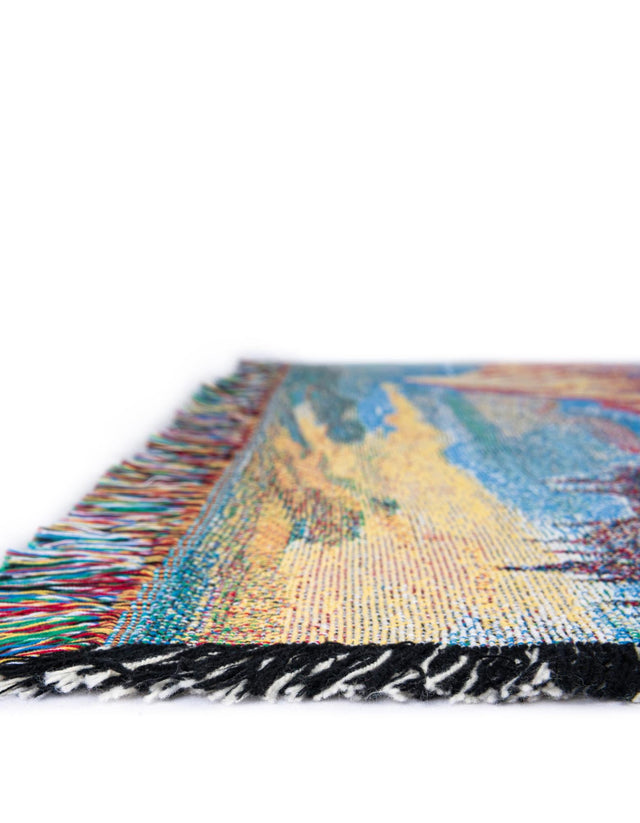 Multicolor 4' 6 x 6' Throw Blanket Rectangle Area Rug 100% Cotton Washable Cozy Soft Warm Room Decor Accent Made In USA