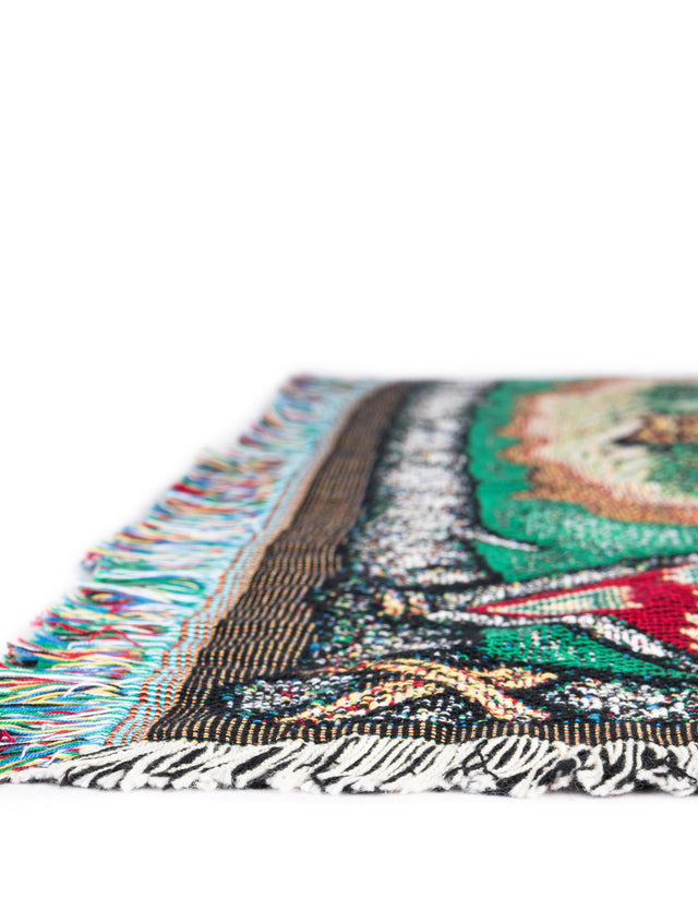 Multicolor 4' 6 x 6' Throw Blanket Rectangle Area Rug 100% Cotton Washable Cozy Soft Warm Room Decor Accent Made In USA