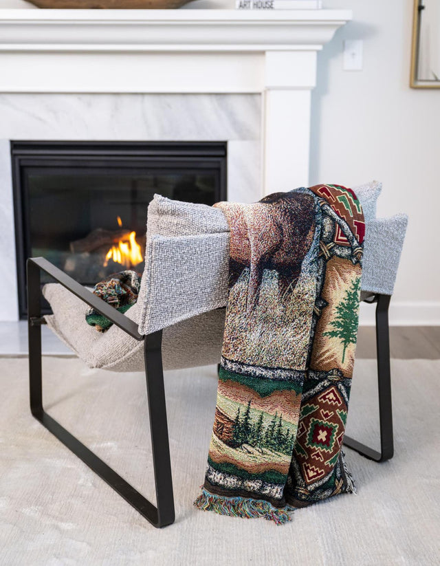 Multicolor 4' 6 x 6' Throw Blanket Rectangle Area Rug 100% Cotton Washable Cozy Soft Warm Room Decor Accent Made In USA