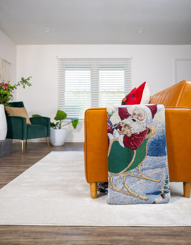 Seasonal Festive Multicolor 4' 6 x 6' Throw Blanket Rectangle Area Rug 100% Cotton Washable Cozy Soft Warm Room Decor Accent Made In USA