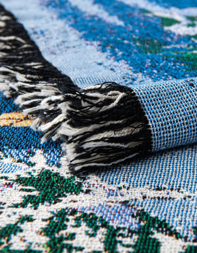 Seasonal Festive Multicolor 4' 6 x 6' Throw Blanket Rectangle Area Rug 100% Cotton Washable Cozy Soft Warm Room Decor Accent Made In USA