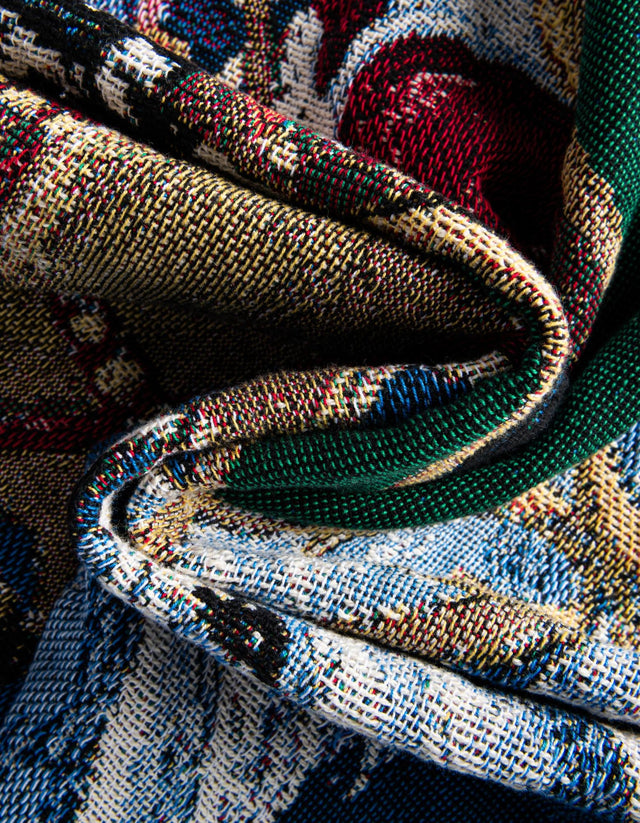 Seasonal Festive Multicolor 4' 6 x 6' Throw Blanket Rectangle Area Rug 100% Cotton Washable Cozy Soft Warm Room Decor Accent Made In USA