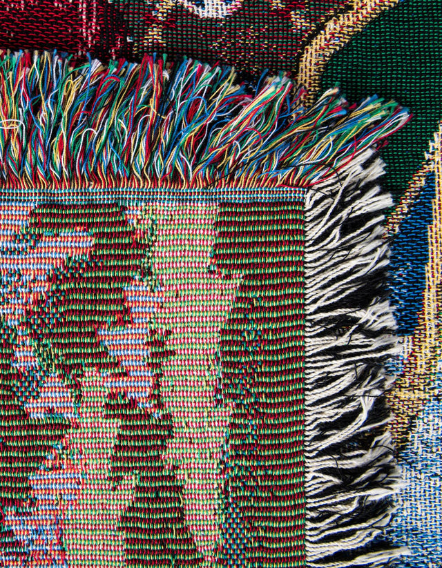 Seasonal Festive Multicolor 4' 6 x 6' Throw Blanket Rectangle Area Rug 100% Cotton Washable Cozy Soft Warm Room Decor Accent Made In USA