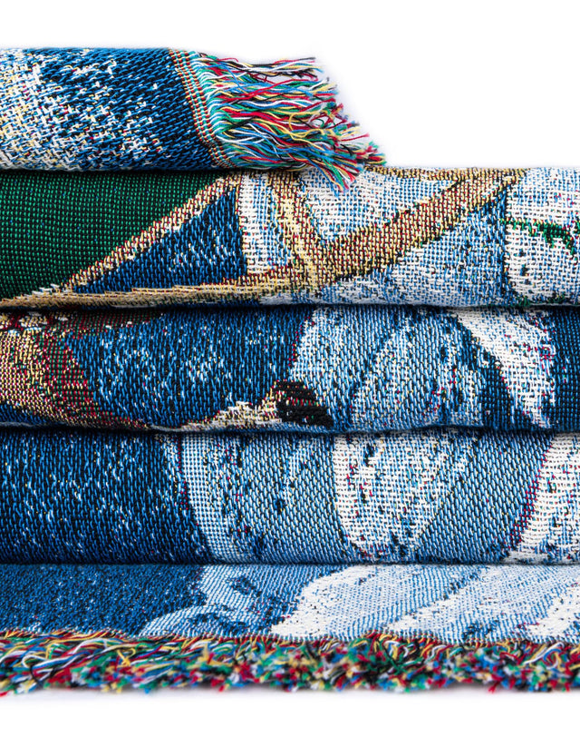 Seasonal Festive Multicolor 4' 6 x 6' Throw Blanket Rectangle Area Rug 100% Cotton Washable Cozy Soft Warm Room Decor Accent Made In USA