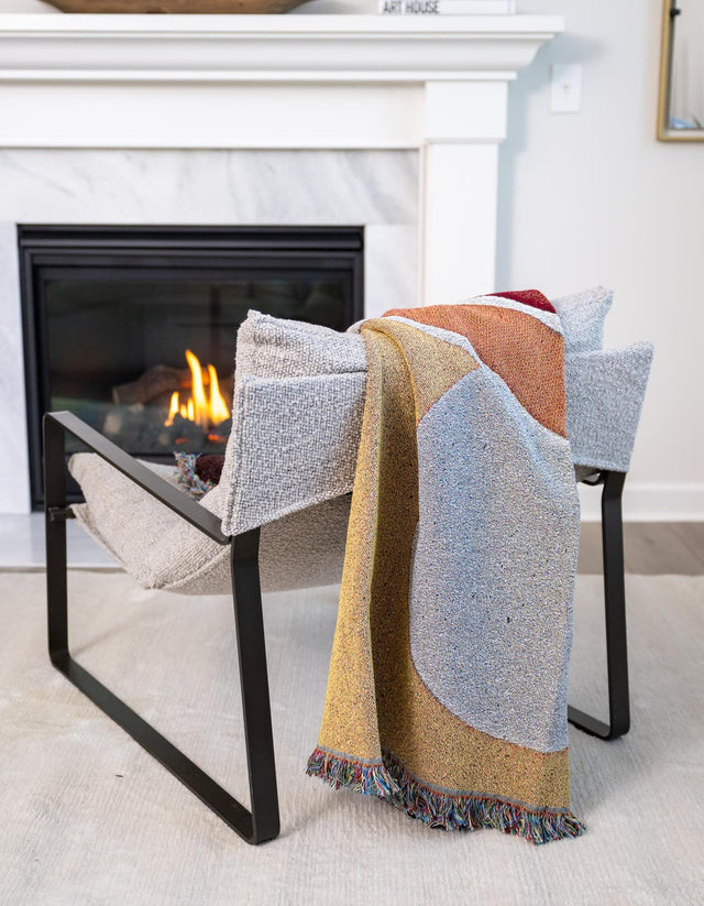 Multicolor 4' 6 x 6' Throw Blanket Rectangle Area Rug 100% Cotton Washable Cozy Soft Warm Room Decor Accent Made In USA