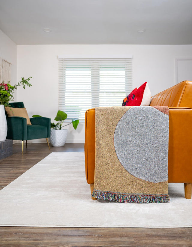 Multicolor 4' 6 x 6' Throw Blanket Rectangle Area Rug 100% Cotton Washable Cozy Soft Warm Room Decor Accent Made In USA