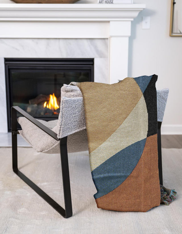 Multicolor 4' 6 x 6' Throw Blanket Rectangle Area Rug 100% Cotton Washable Cozy Soft Warm Room Decor Accent Made In USA