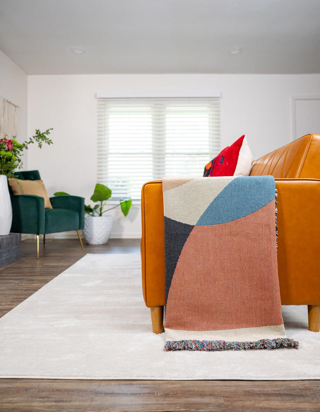 Multicolor 4' 6 x 6' Throw Blanket Rectangle Area Rug 100% Cotton Washable Cozy Soft Warm Room Decor Accent Made In USA