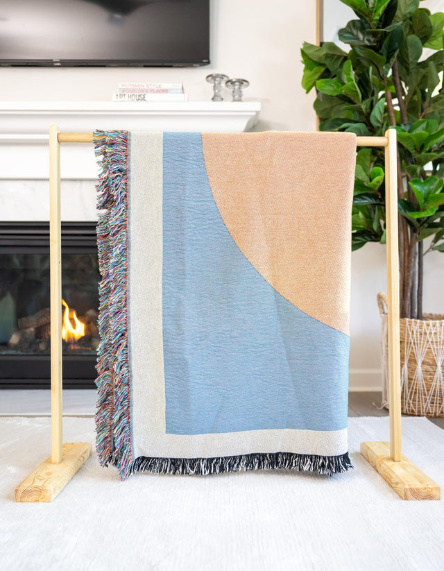 Multicolor 4' 6 x 6' Throw Blanket Rectangle Area Rug 100% Cotton Washable Cozy Soft Warm Room Decor Accent Made In USA