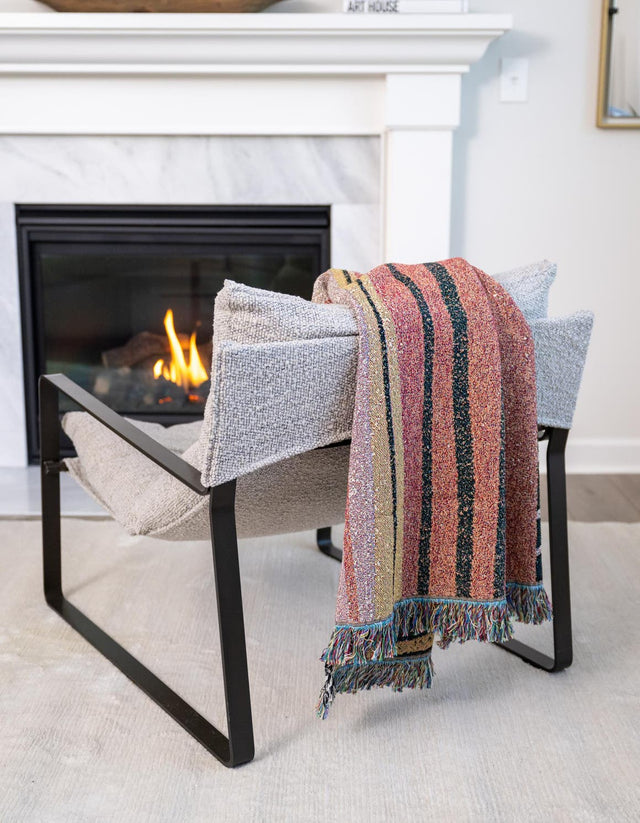 Multicolor 4' 6 x 6' Throw Blanket Rectangle Area Rug 100% Cotton Washable Cozy Soft Warm Room Decor Accent Made In USA