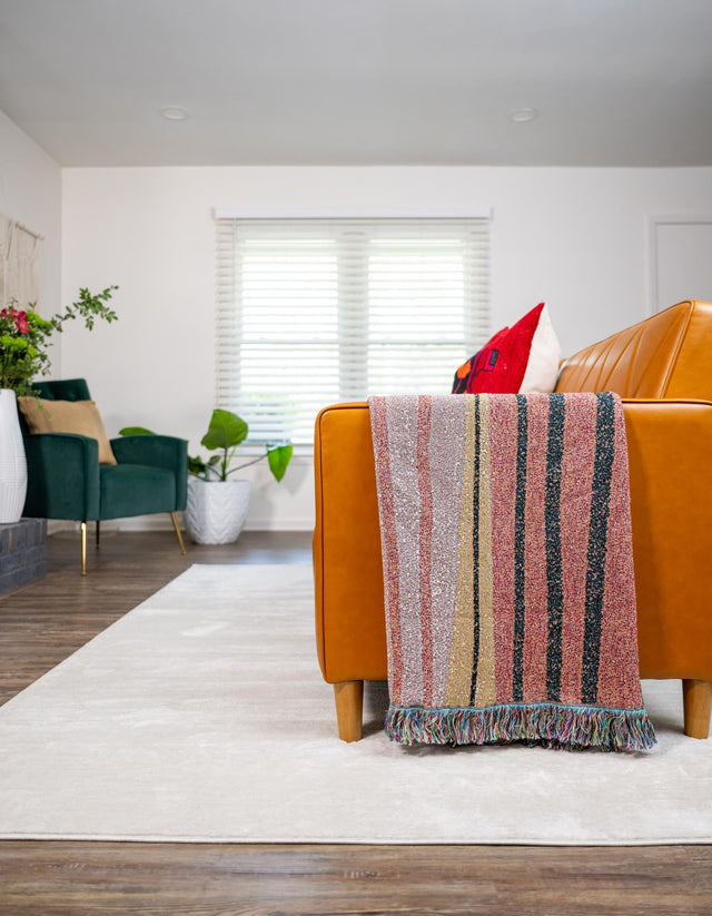 Multicolor 4' 6 x 6' Throw Blanket Rectangle Area Rug 100% Cotton Washable Cozy Soft Warm Room Decor Accent Made In USA