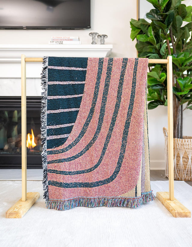 Multicolor 4' 6 x 6' Throw Blanket Rectangle Area Rug 100% Cotton Washable Cozy Soft Warm Room Decor Accent Made In USA