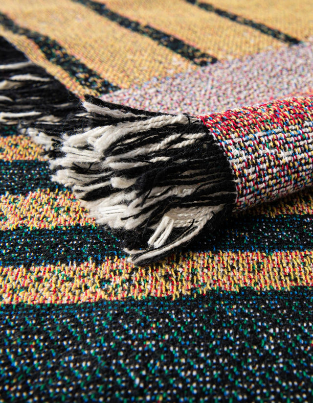 Multicolor 4' 6 x 6' Throw Blanket Rectangle Area Rug 100% Cotton Washable Cozy Soft Warm Room Decor Accent Made In USA