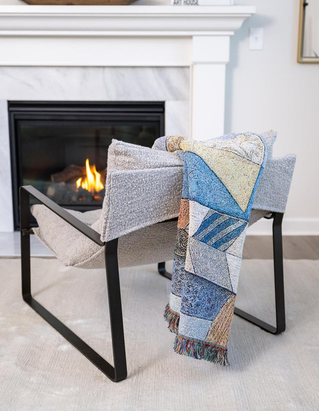 Multicolor 4' 6 x 6' Throw Blanket Rectangle Area Rug 100% Cotton Washable Cozy Soft Warm Room Decor Accent Made In USA