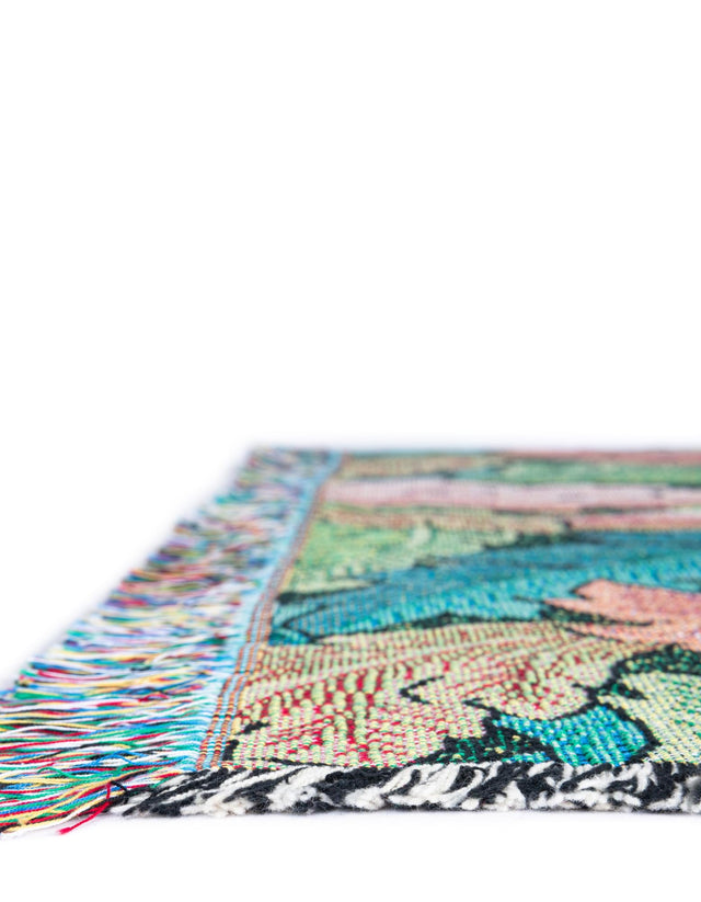 Multicolor 4' 6 x 6' Throw Blanket Rectangle Area Rug 100% Cotton Washable Cozy Soft Warm Room Decor Accent Made In USA