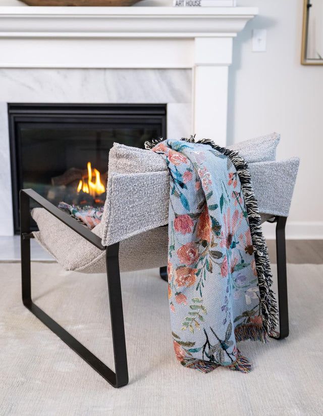 Multicolor 4' 6 x 6' Throw Blanket Rectangle Area Rug 100% Cotton Washable Cozy Soft Warm Room Decor Accent Made In USA