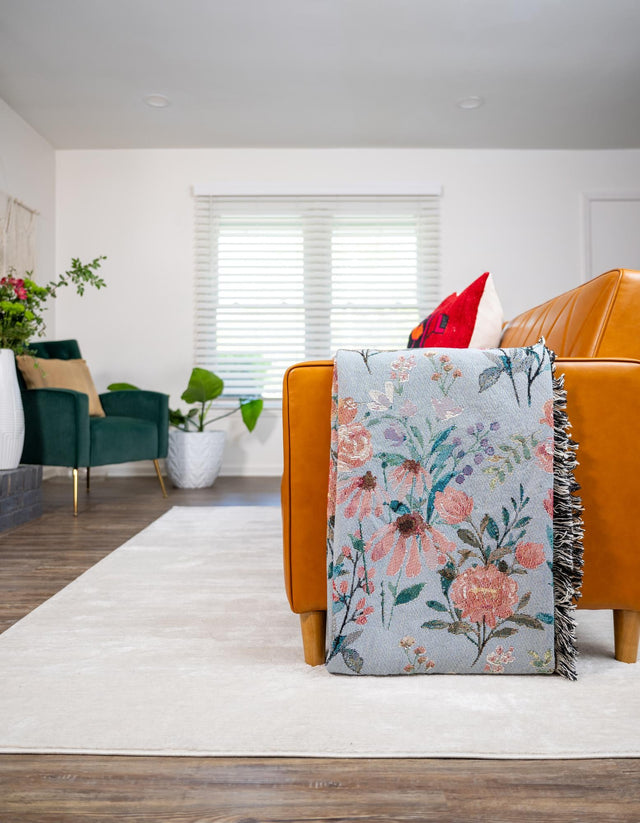 Multicolor 4' 6 x 6' Throw Blanket Rectangle Area Rug 100% Cotton Washable Cozy Soft Warm Room Decor Accent Made In USA