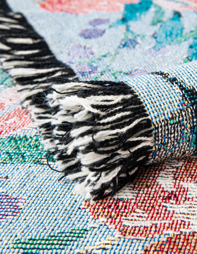 Multicolor 4' 6 x 6' Throw Blanket Rectangle Area Rug 100% Cotton Washable Cozy Soft Warm Room Decor Accent Made In USA