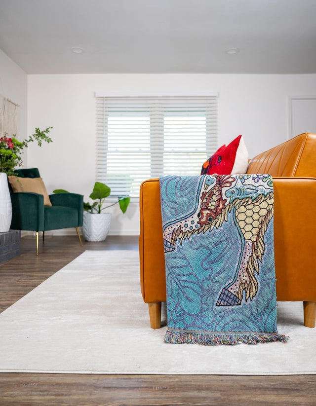 Multicolor 4' 6 x 6' Throw Blanket Rectangle Area Rug 100% Cotton Washable Cozy Soft Warm Room Decor Accent Made In USA