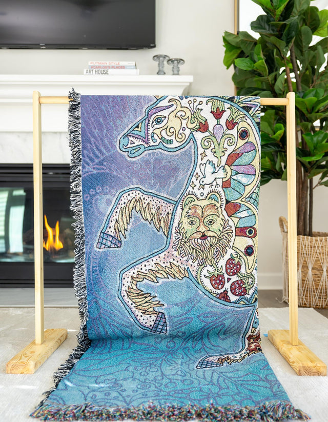 Multicolor 4' 6 x 6' Throw Blanket Rectangle Area Rug 100% Cotton Washable Cozy Soft Warm Room Decor Accent Made In USA