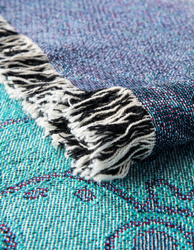 Multicolor 4' 6 x 6' Throw Blanket Rectangle Area Rug 100% Cotton Washable Cozy Soft Warm Room Decor Accent Made In USA