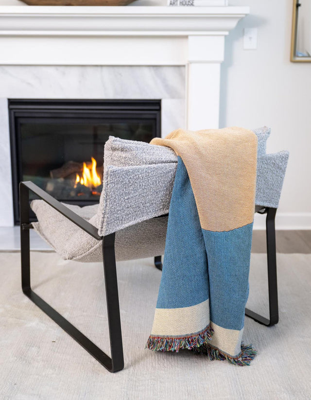 Multicolor 4' 6 x 6' Throw Blanket Rectangle Area Rug 100% Cotton Washable Cozy Soft Warm Room Decor Accent Made In USA