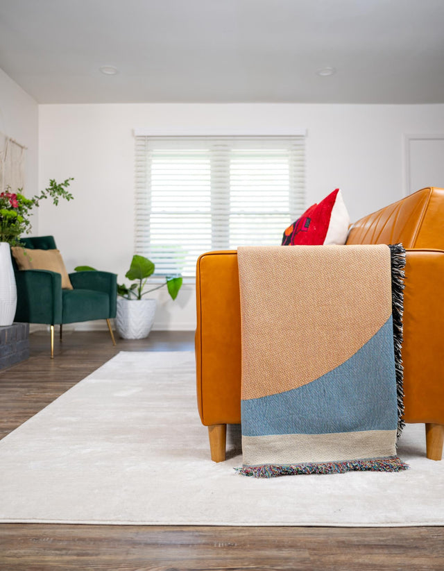 Multicolor 4' 6 x 6' Throw Blanket Rectangle Area Rug 100% Cotton Washable Cozy Soft Warm Room Decor Accent Made In USA