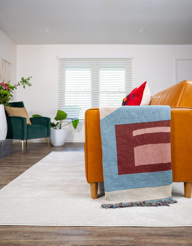 Multicolor 4' 6 x 6' Throw Blanket Rectangle Area Rug 100% Cotton Washable Cozy Soft Warm Room Decor Accent Made In USA
