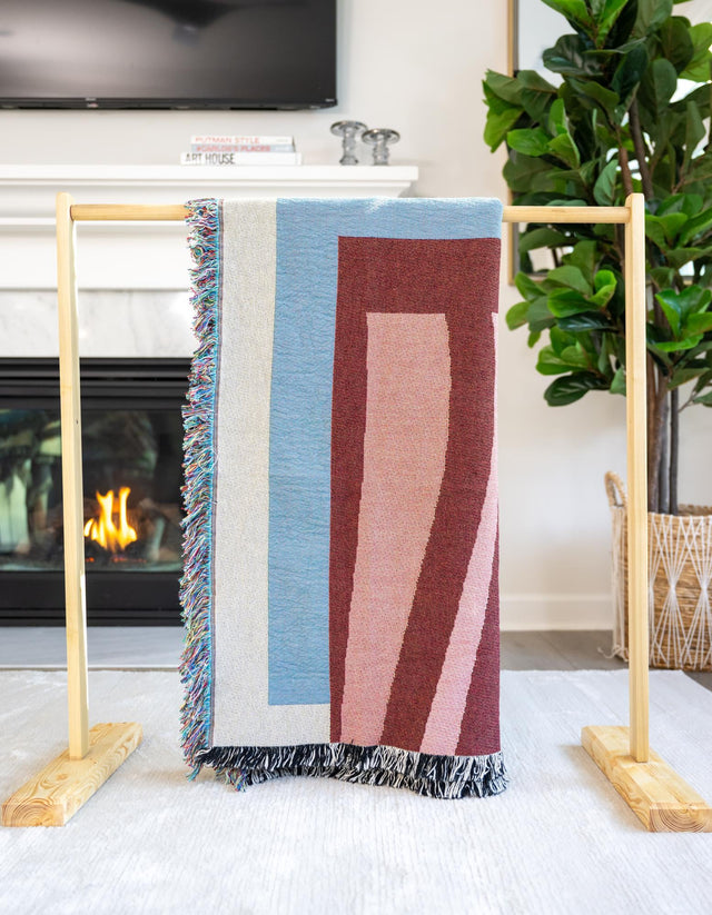 Multicolor 4' 6 x 6' Throw Blanket Rectangle Area Rug 100% Cotton Washable Cozy Soft Warm Room Decor Accent Made In USA