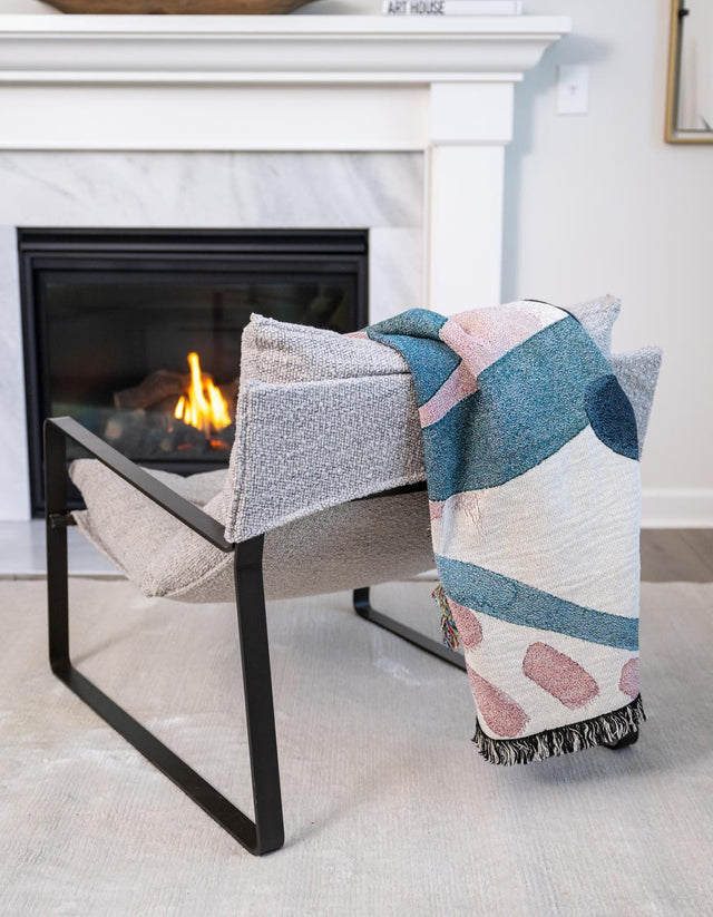 Multicolor 4' 6 x 6' Throw Blanket Rectangle Area Rug 100% Cotton Washable Cozy Soft Warm Room Decor Accent Made In USA