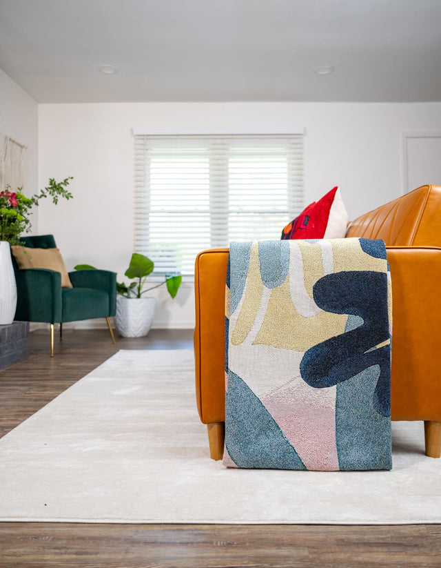 Multicolor 4' 6 x 6' Throw Blanket Rectangle Area Rug 100% Cotton Washable Cozy Soft Warm Room Decor Accent Made In USA