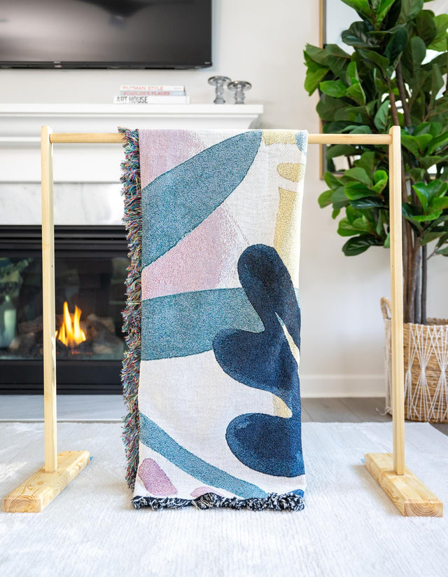 Multicolor 4' 6 x 6' Throw Blanket Rectangle Area Rug 100% Cotton Washable Cozy Soft Warm Room Decor Accent Made In USA