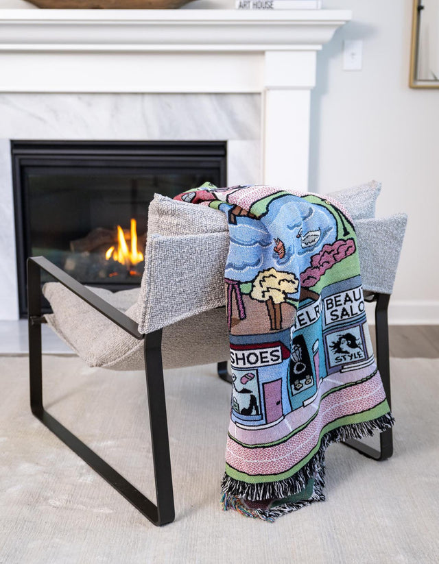 Multicolor 4' 6 x 6' Throw Blanket Rectangle Area Rug 100% Cotton Washable Cozy Soft Warm Room Decor Accent Made In USA