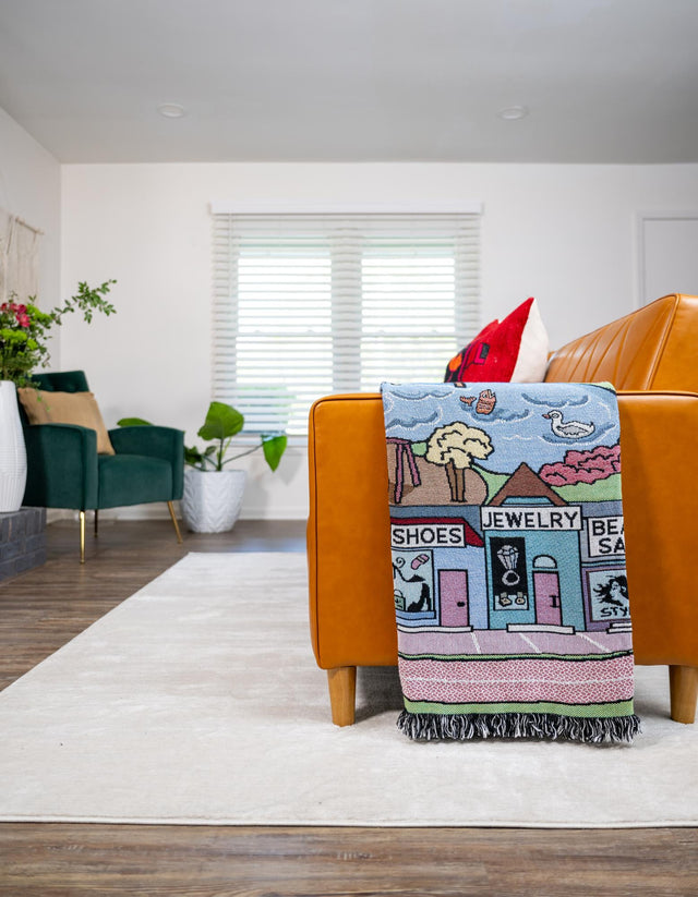 Multicolor 4' 6 x 6' Throw Blanket Rectangle Area Rug 100% Cotton Washable Cozy Soft Warm Room Decor Accent Made In USA