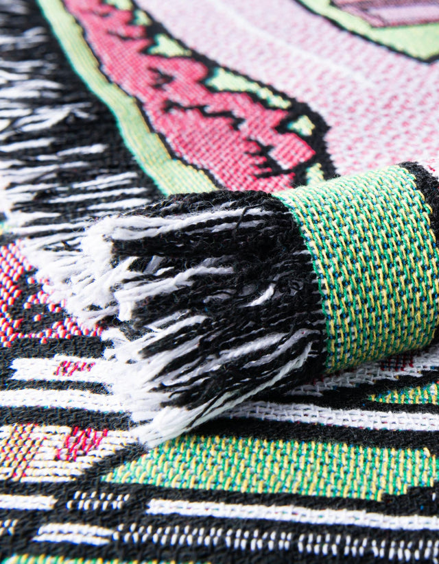 Multicolor 4' 6 x 6' Throw Blanket Rectangle Area Rug 100% Cotton Washable Cozy Soft Warm Room Decor Accent Made In USA