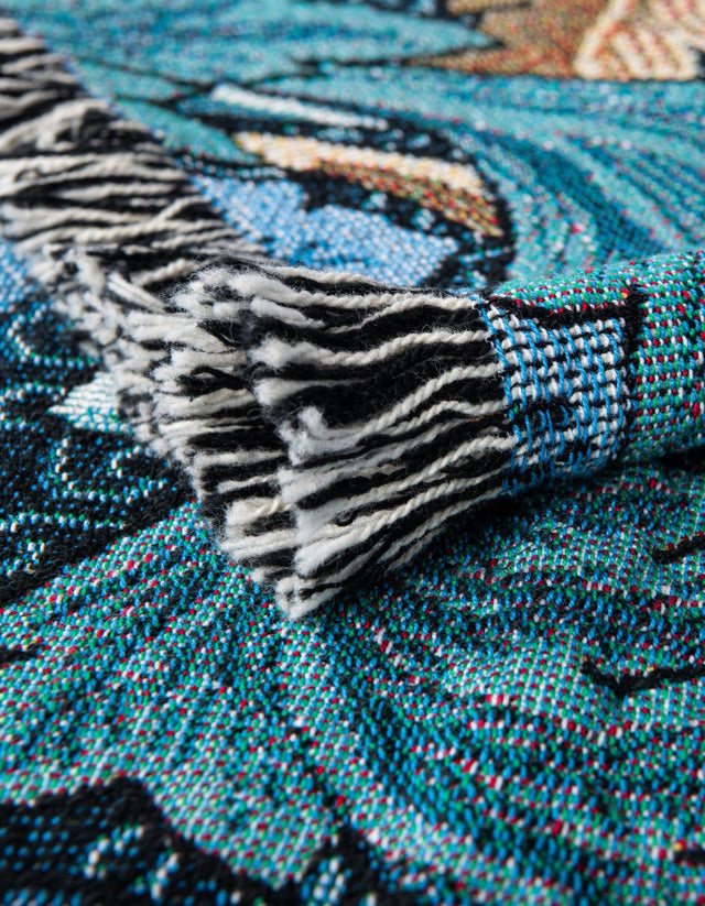 Blue 4' 6 x 6' Throw Blanket Rectangle Area Rug 100% Cotton Washable Cozy Soft Warm Room Decor Accent Made In USA