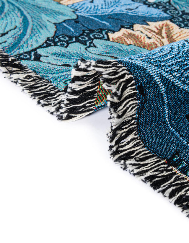 Blue 4' 6 x 6' Throw Blanket Rectangle Area Rug 100% Cotton Washable Cozy Soft Warm Room Decor Accent Made In USA