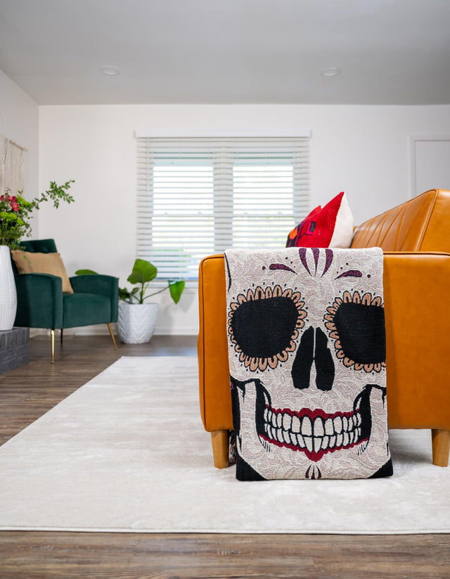 Multicolor 4' 6 x 6' Throw Blanket Rectangle Area Rug 100% Cotton Washable Cozy Soft Warm Room Decor Accent Made In USA