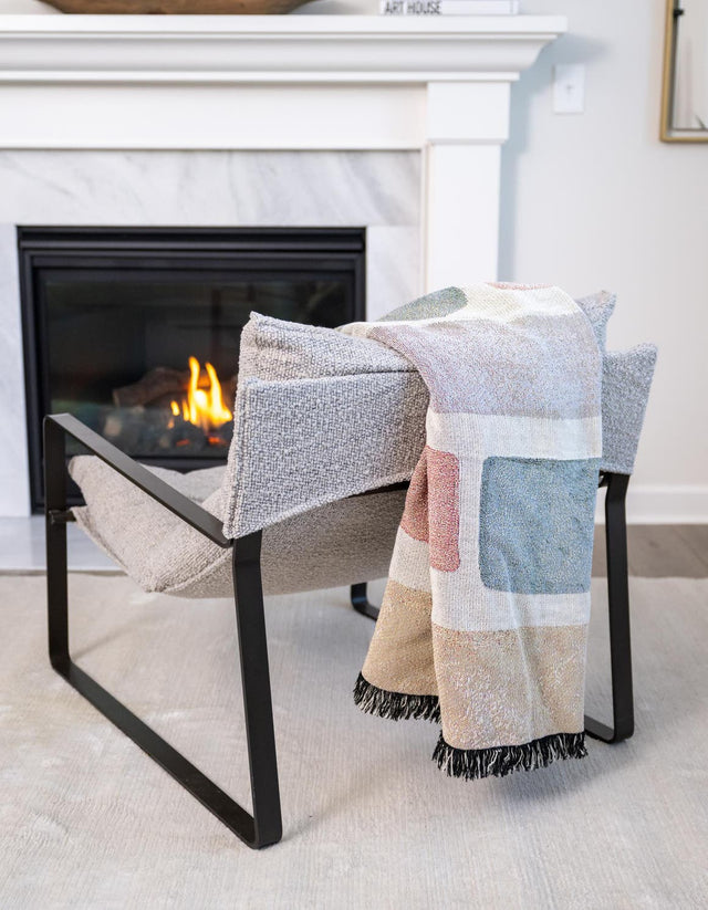 Multicolor 4' 6 x 6' Throw Blanket Rectangle Area Rug 100% Cotton Washable Cozy Soft Warm Room Decor Accent Made In USA