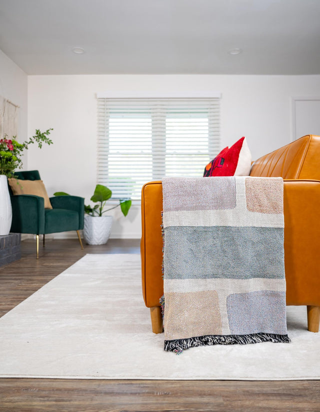 Multicolor 4' 6 x 6' Throw Blanket Rectangle Area Rug 100% Cotton Washable Cozy Soft Warm Room Decor Accent Made In USA