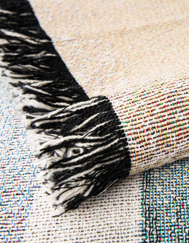 Multicolor 4' 6 x 6' Throw Blanket Rectangle Area Rug 100% Cotton Washable Cozy Soft Warm Room Decor Accent Made In USA