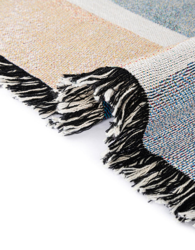 Multicolor 4' 6 x 6' Throw Blanket Rectangle Area Rug 100% Cotton Washable Cozy Soft Warm Room Decor Accent Made In USA