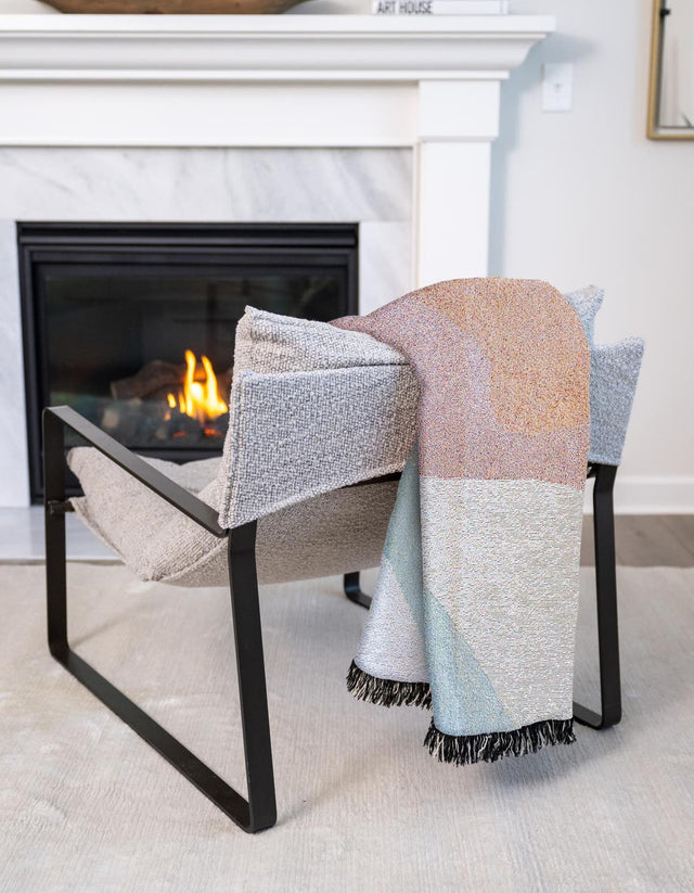 Multicolor 4' 6 x 6' Throw Blanket Rectangle Area Rug 100% Cotton Washable Cozy Soft Warm Room Decor Accent Made In USA