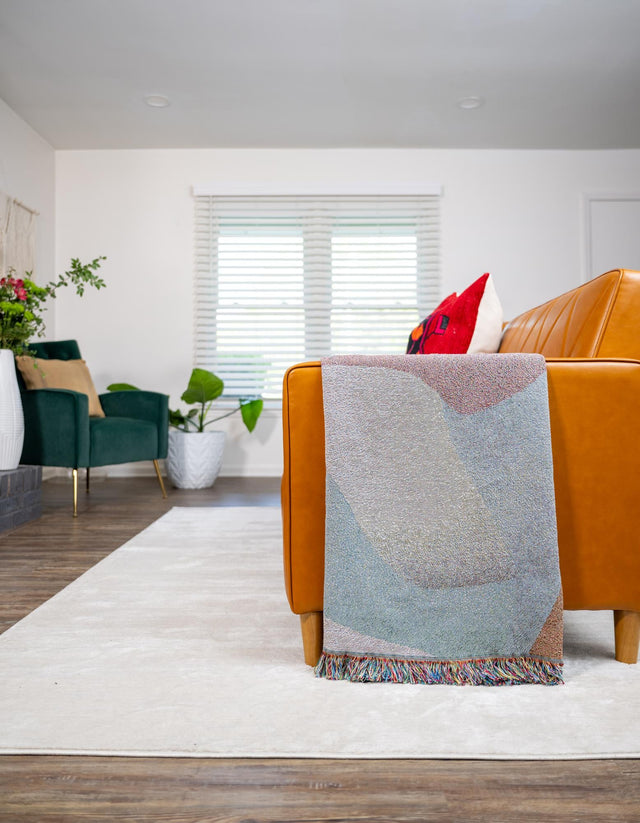 Multicolor 4' 6 x 6' Throw Blanket Rectangle Area Rug 100% Cotton Washable Cozy Soft Warm Room Decor Accent Made In USA