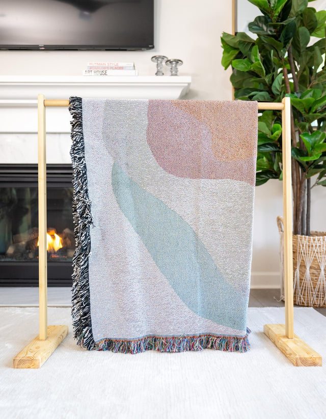 Multicolor 4' 6 x 6' Throw Blanket Rectangle Area Rug 100% Cotton Washable Cozy Soft Warm Room Decor Accent Made In USA