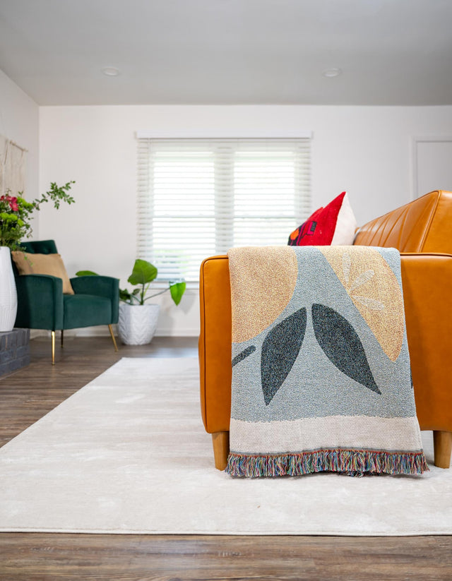 Multicolor 4' 6 x 6' Throw Blanket Rectangle Area Rug 100% Cotton Washable Cozy Soft Warm Room Decor Accent Made In USA