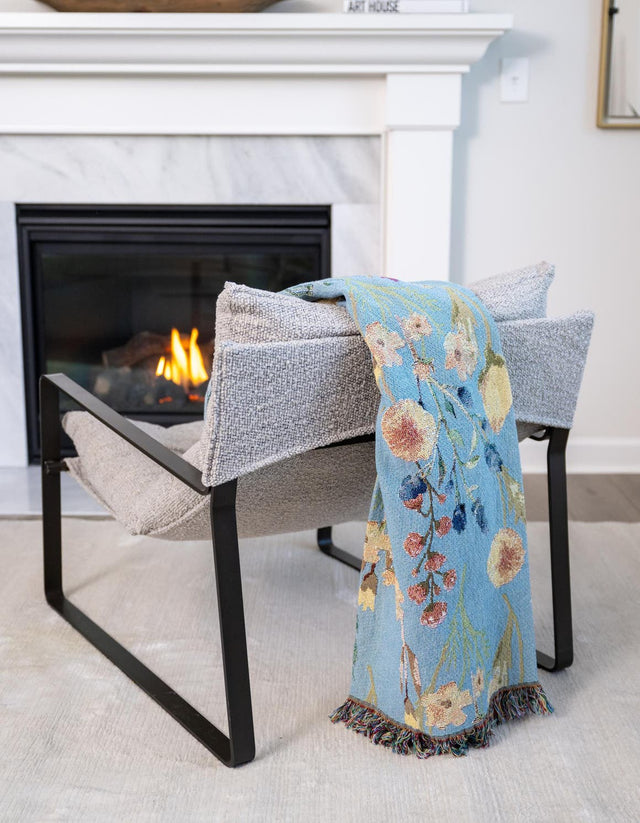 Multicolor 4' 6 x 6' Throw Blanket Rectangle Area Rug 100% Cotton Washable Cozy Soft Warm Room Decor Accent Made In USA