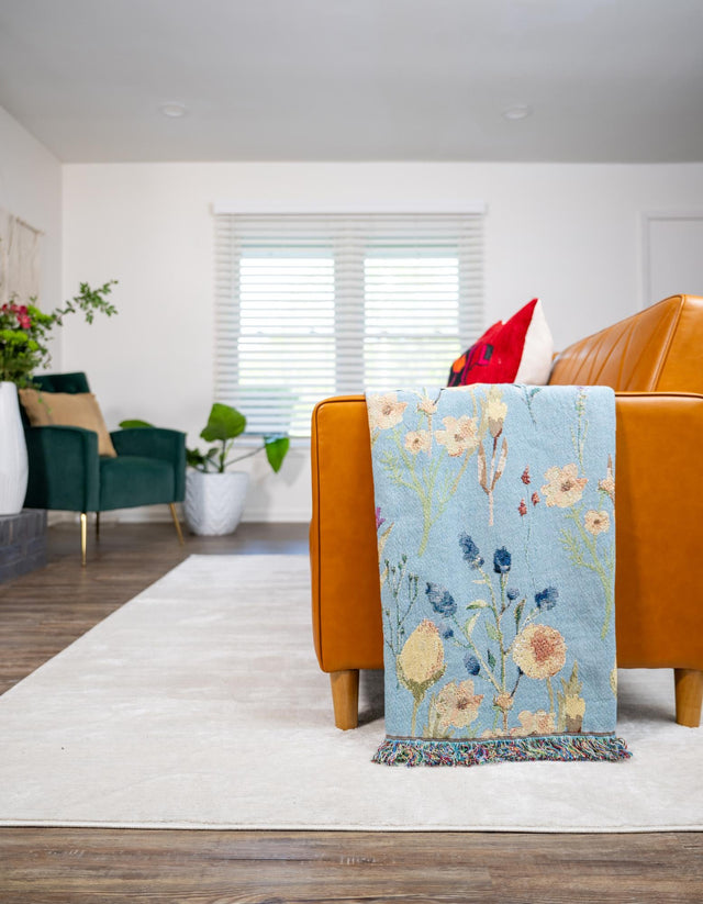 Multicolor 4' 6 x 6' Throw Blanket Rectangle Area Rug 100% Cotton Washable Cozy Soft Warm Room Decor Accent Made In USA